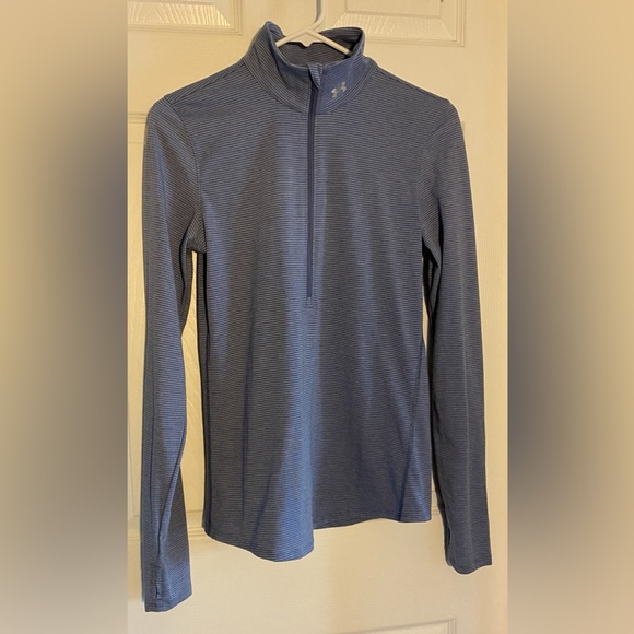 Under Armour Women's Heat Gear 1/4 Zip Pullover Loose Blue Striped Size Small - Picture 1 of 7